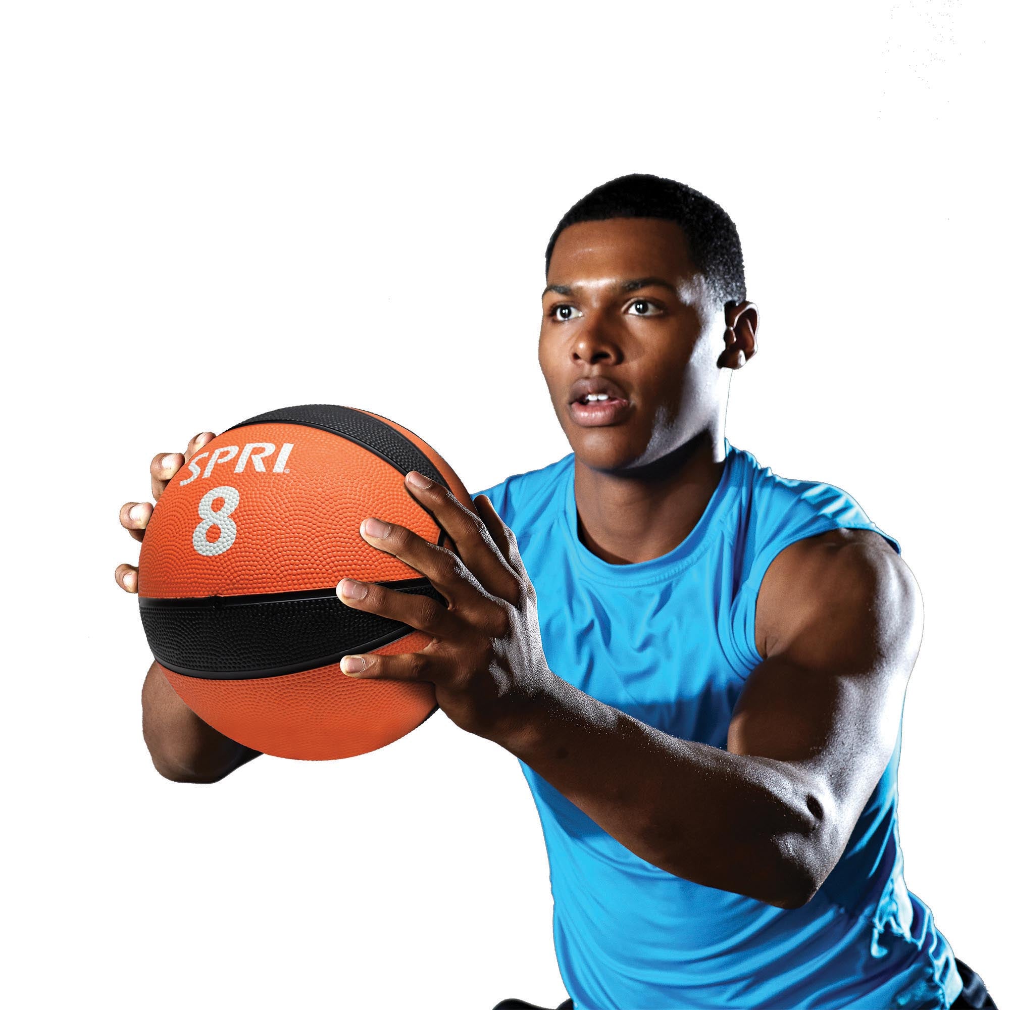 Person holding 8 pound medicine ball